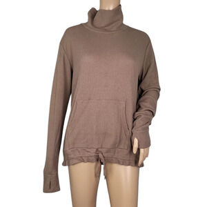 zuda Waffle Pullover Turtleneck Pine Bark